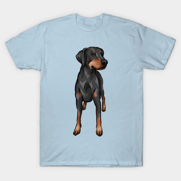 Natural Ears Doberman | Uncropped T-Shirt by Shirin Illustration